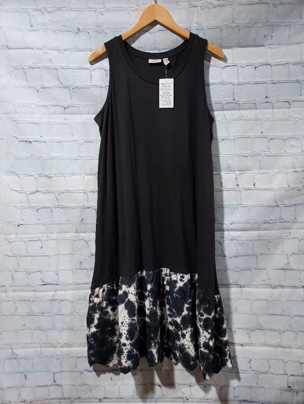 Logo Lori Goldstein Sleeveless Tank Dress Midi Eyelet Lace Trim Medium Petite MP